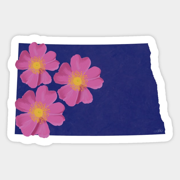 North Dakota Wild Prairie Rose Sticker by Lavenderbuttons